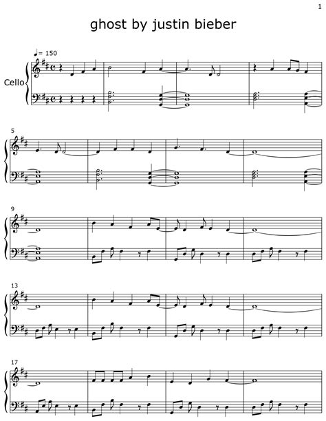 ghost by justin bieber - Sheet music for Cello