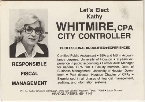 Breaking the Glass Ceiling: Mayor Kathy Whitmire | Houston History Magazine