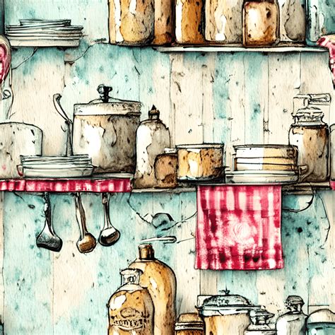 Vintage Kitchen Background Decorative Paper · Creative Fabrica