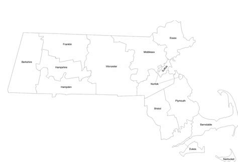 Massachusetts County Map with County Names Free Download