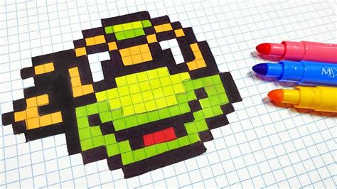 Pixel Art Hecho a mano - Cómo dibujar una Tortuga Ninja | Dibujos en pixeles, Ninja dibujo, Arte ...