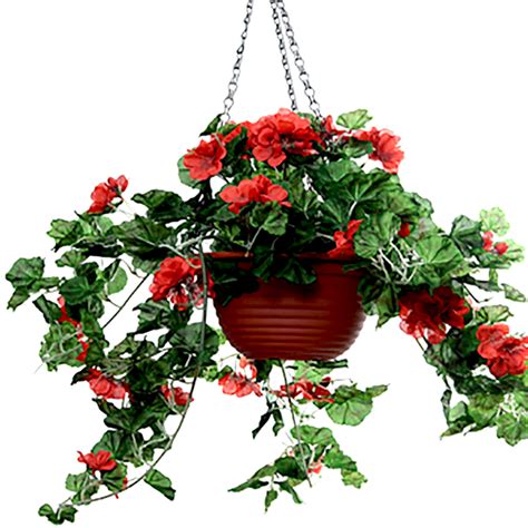 Artificial Trailing red Geranium Hanging Basket