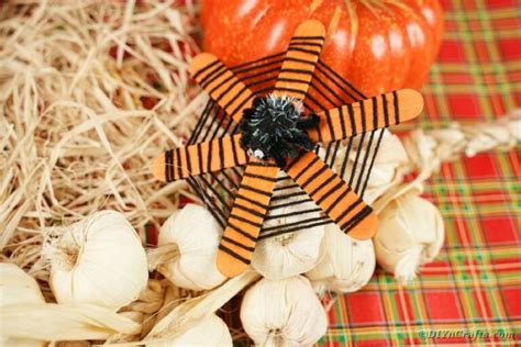 Popsicle Stick Spider Web Halloween Decoration - DIY & Crafts