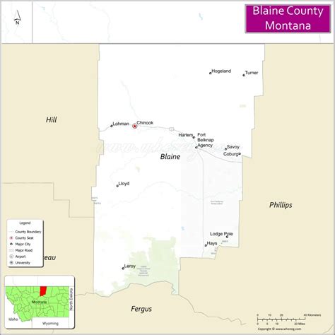 Map of Blaine County, Montana - Thong Thai Real