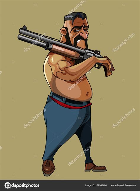 Cartoon Man Walking Gun His Shoulder Stock Vector by ©Westamult 177949484