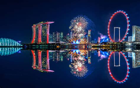 Download Ultra Hd Singapore At Night Laptop Wallpaper | Wallpapers.com