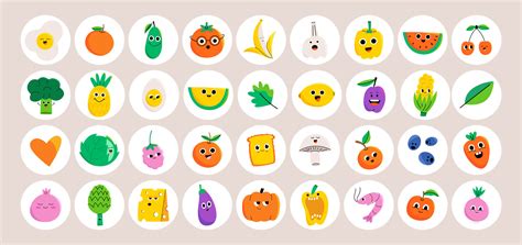 Healthy food stickers 38027230 Vector Art at Vecteezy