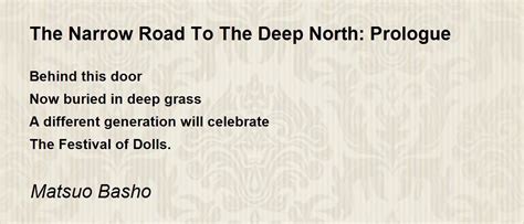 The Narrow Road To The Deep North: Prologue - The Narrow Road To The Deep North: Prologue Poem ...