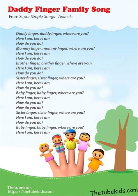 Daddy Finger Family Lyrics Poster | FREE PRINTABLE PDF - Thetubekids