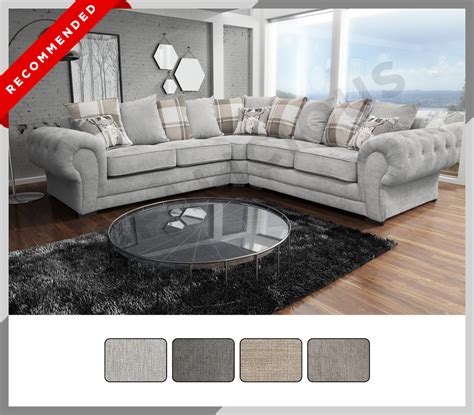 Light Grey Chesterfield Corner Sofa | Baci Living Room