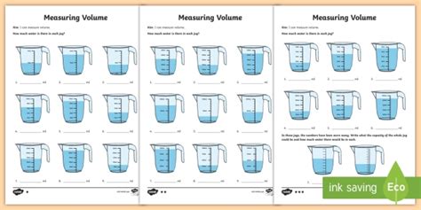 Volume and Capacity Differentiated Worksheet | Year 3