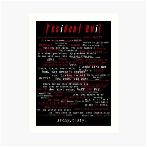 "Resident Evil Quotes" Art Print for Sale by Tvrs01001 | Redbubble