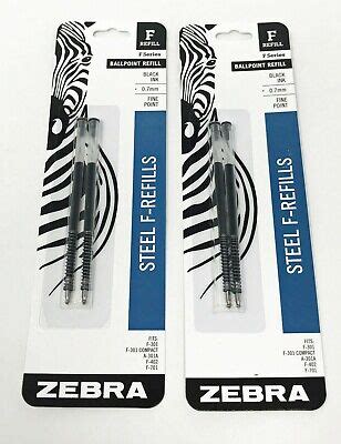 (2) 2 Packs F-Refill Zebra F-301 F301 F-402 F-701 Stainless Steel Pen ...