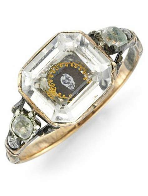 An Antique Rock Crystal and Enamel 'Memento Mori' Skull Ring, 19th ...