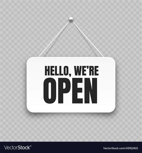 Realistic open hanging signboard vintage door Vector Image