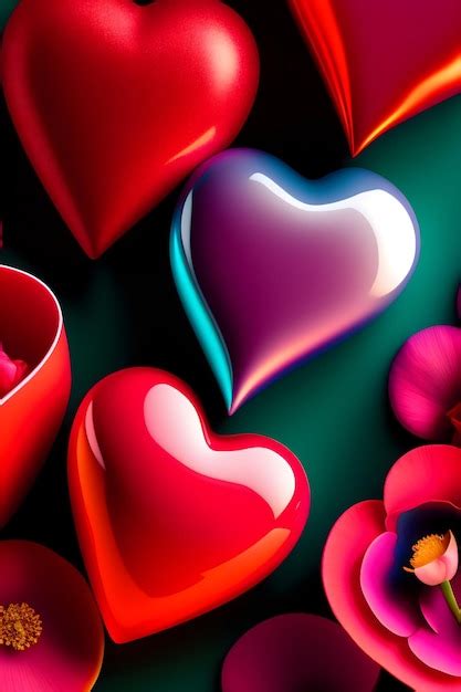 Premium Photo | Valentines love shape 3d realistic background wallpaper