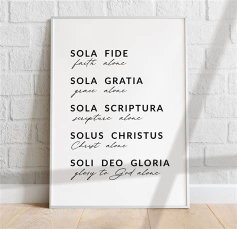 The 5 Solas Gratia Fide Christian Printable Wall Art the 5 | Etsy