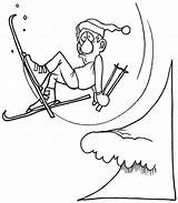 Coloring Skiing Skier Downhill Pages Happy Ski Kid Cliparts Clipart  sketch template