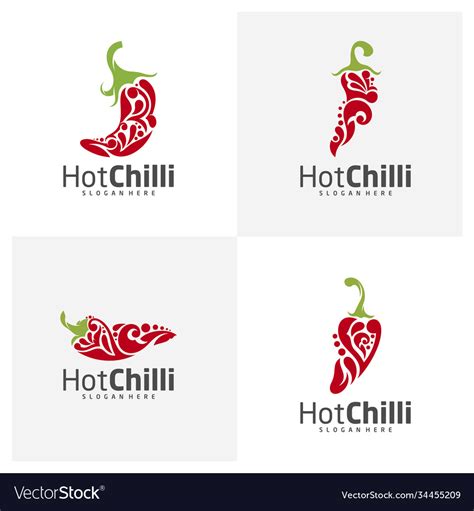 Set chili logo design template red chili Vector Image