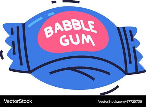 Bubble gum ball in blue package as sweet chewing Vector Image