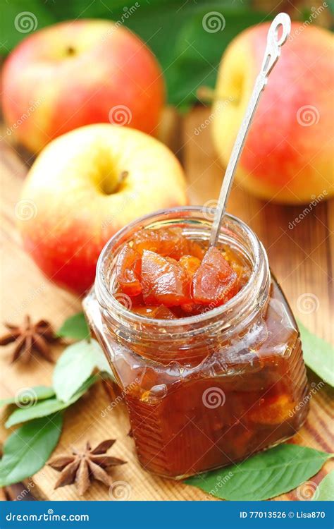 Apple jam with spices stock photo. Image of flavor, crop - 77013526