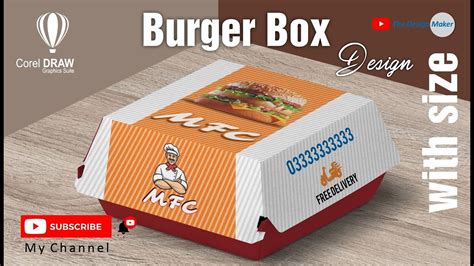 burger box design with size | burger box design in coreldraw | the design maker - YouTube