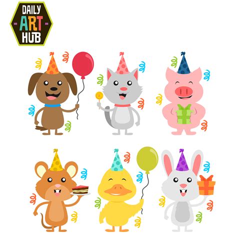 Birthday Animals Clip Art Set – Daily Art Hub // Graphics, Alphabets & SVG