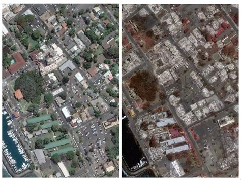 Before-and-after satellite photos show how Maui's wildfires have turned a coastal town into ash ...