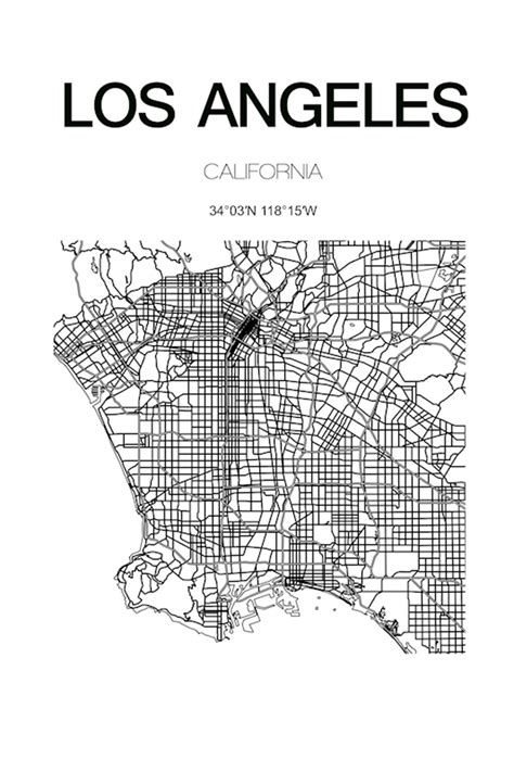 Los Angeles City map Poster posters & prints by Viktor Håkansson - Printler