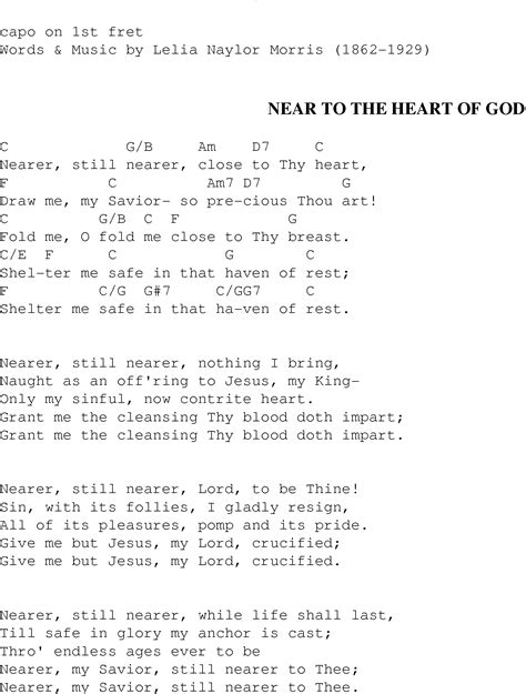 Near to the Heart of God 1 - Christian Gospel Song Lyrics and Chords