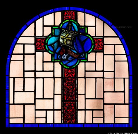 "Ship Emblem of Saint Jude" Religious Stained Glass Window