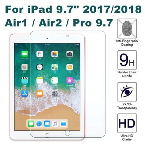 Tempered Glass Film Screen Protector For Ipad 6th 2017 5th Generation Air Air2 Pro 9.7 2018 ...