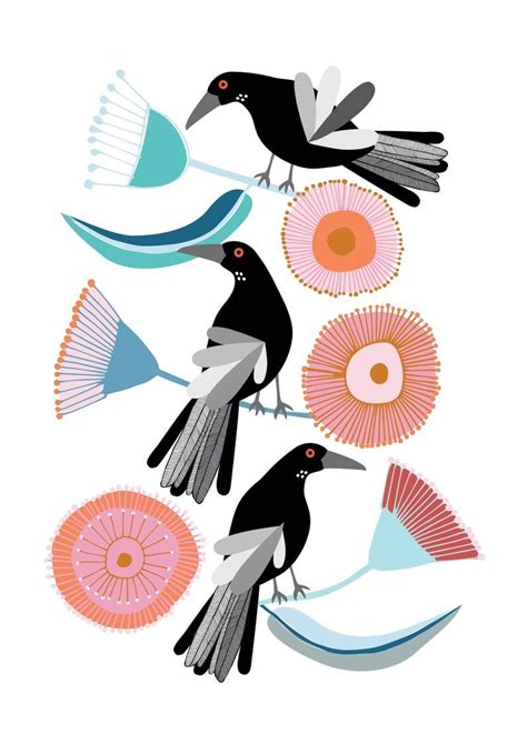 Australian Birds Magpies Giclee Art Print | Etsy Australian Wildflowers, Australian Native ...