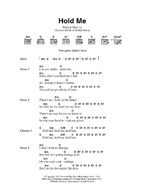 Hold Me by Fleetwood Mac Sheet Music for Guitar Chords/Lyrics at Sheet ...