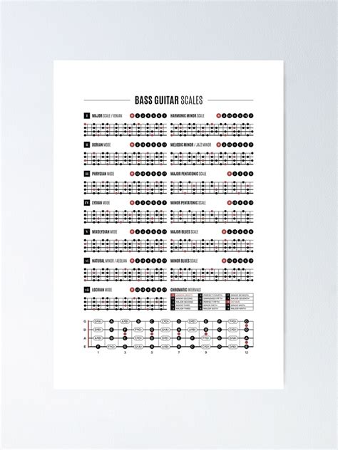 "Bass Guitar Scales & Modes Chart" Poster for Sale by pennyandhorse | Redbubble