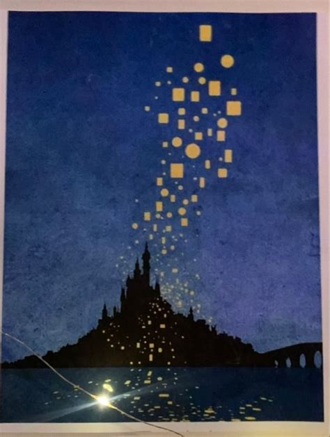 castle with fairy lanterns in the sky blue sky night a silhouette ...