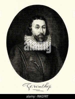 John Winthrop. Portrait of the English Puritan lawyer and first ...