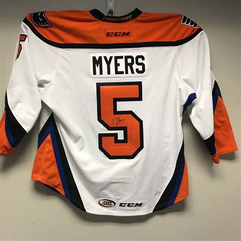 AHL Authentic - Lehigh Valley Phantoms 2017-18 Jersey Worn and Signed #5 Philippe Myers