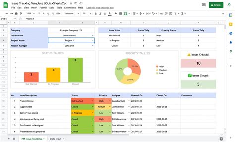 Issue Tracker Template Google Sheets Track Project Management Task ...