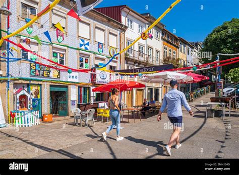 Portugal, Northern Region, Braga, decorations for the festivals of Santo António Stock Photo - Alamy