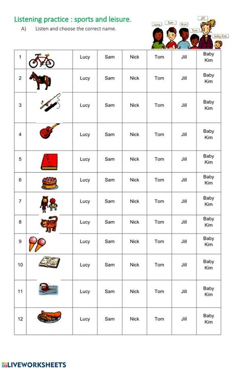 Leisure activities listening worksheet | Listening comprehension, Leisure activities, Listening