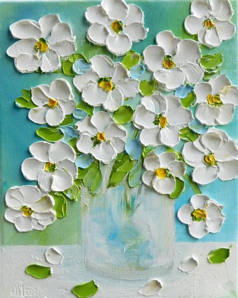 White Daisy Oil Impasto Original Painting, Custom Painting, White Daisy Still Life Painting ...