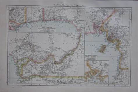 1893 LARGE ANTIQUE Map ~ West Africa Colonial Slave Coast Cameroon District $72.13 - PicClick