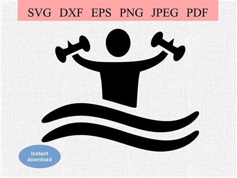 Water Aerobics / SVG DXF EPS / Aerobics Instructor Over Water Waves With Dumbbells / Water ...