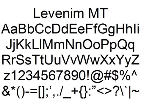 Font Alphabet Styles: Levenim MT