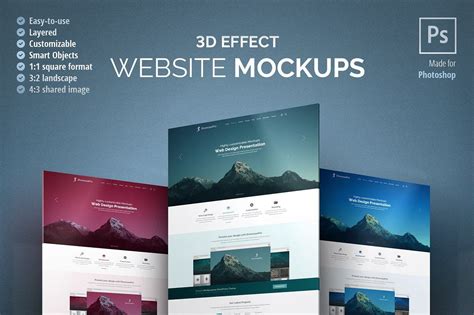 3D Effect Website Mockup