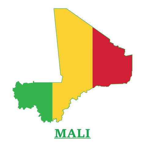 Mali National Flag Map Design, Illustration Of Mali Country Flag Inside ...