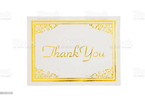 White And Gold Thank You Greeting Card Isolated On White Stock Photo ...