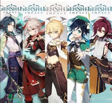 Genshin Impact Anemo Boys Aether,Venti,Kazuha,Xiao,Shikanoin Cartoon ...