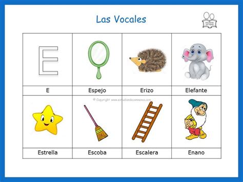 Palabras que inician con la vocal E | Vocales para niños, Las vocales ...